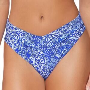 Raisins Junior’s Selina Paisley High Waisted Bikini Swimsuit Bottom Blue Size M